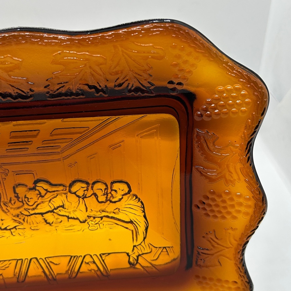 Indiana Glass Amberina Tiara Last Supper Tray serving Plate. 11 x 7 inches. - Picture 3 of 13